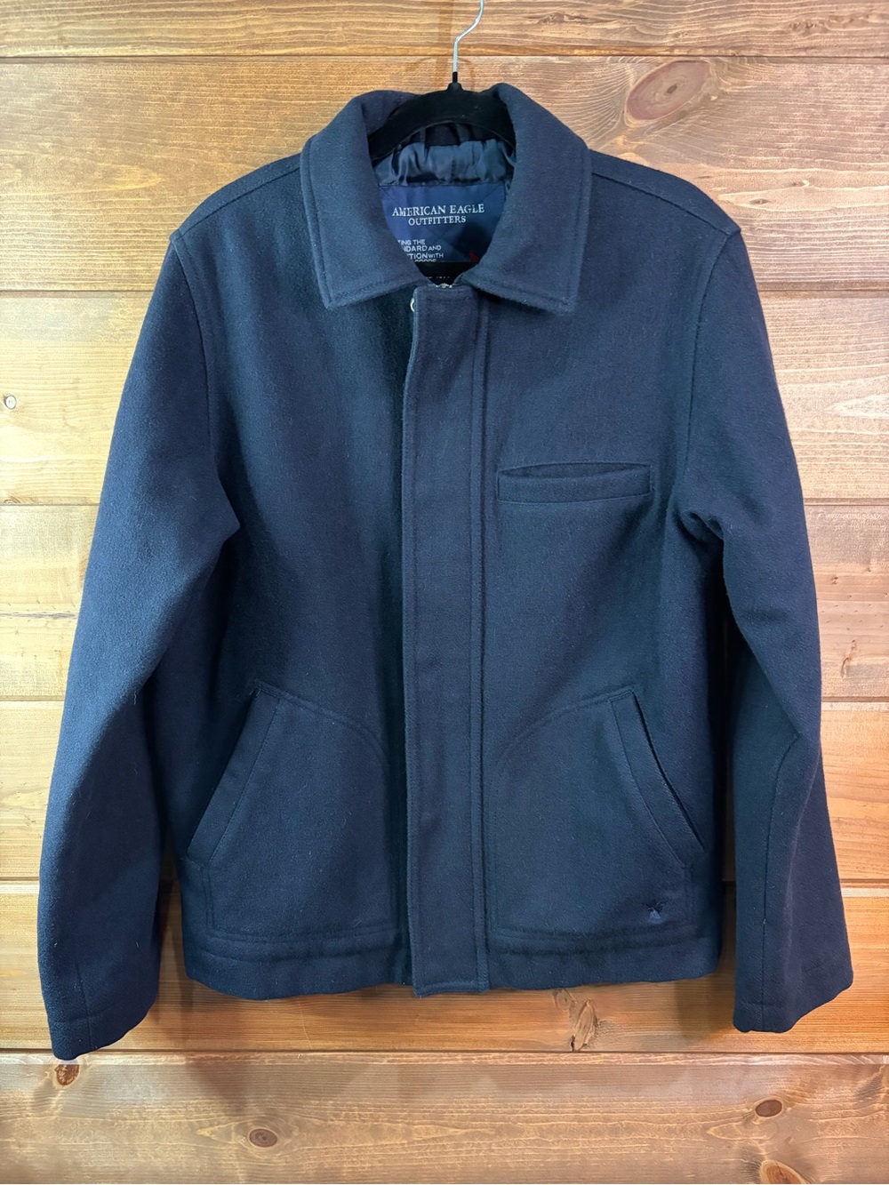 American Eagle Outfitters Men's Navy Wool Blend Pea Coat Size XS 🖤